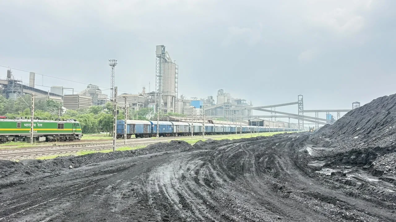 Industrial material yard and plant structures in Madhya Pradesh